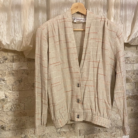 ‘95 Dead Stock Ramie / Linen Blend Cinched Waist Bomber - Picture 2 of 9